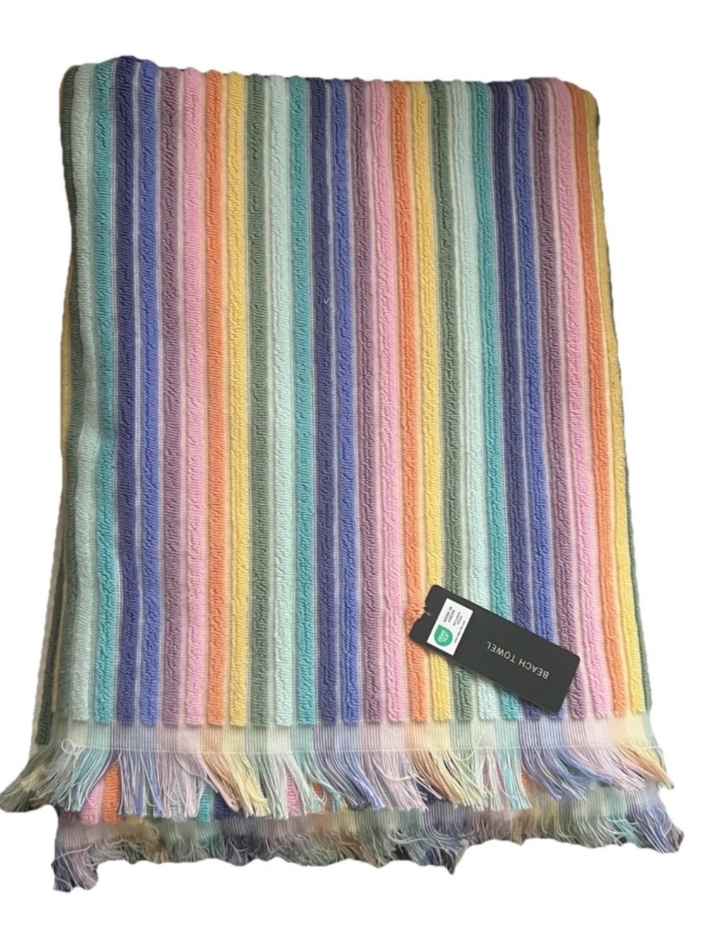 Rachel Zoe Striped Rainbow Multicolored  40" x 70" Pool Beach Towel New
